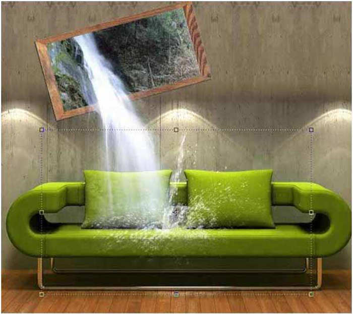 Photomontage Integration of water fall in image